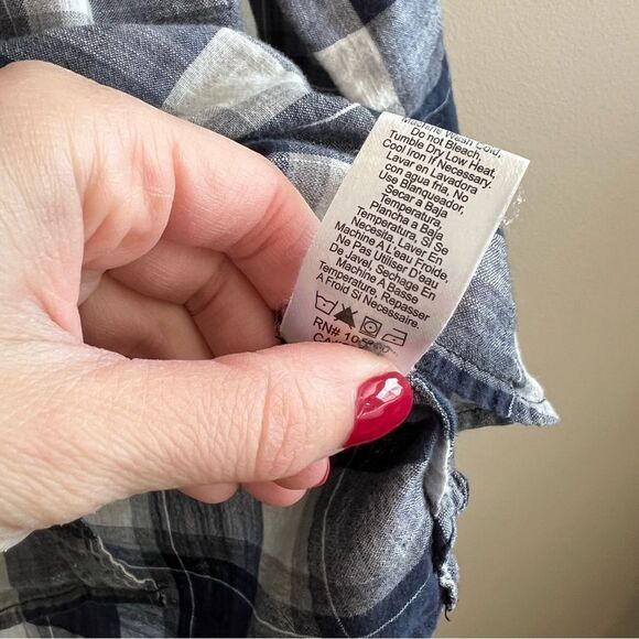 ✨ Current/Elliott Women’s Blue White Plaid The Perfect Shirt Venice Plaid 1 S - Picture 7 of 13